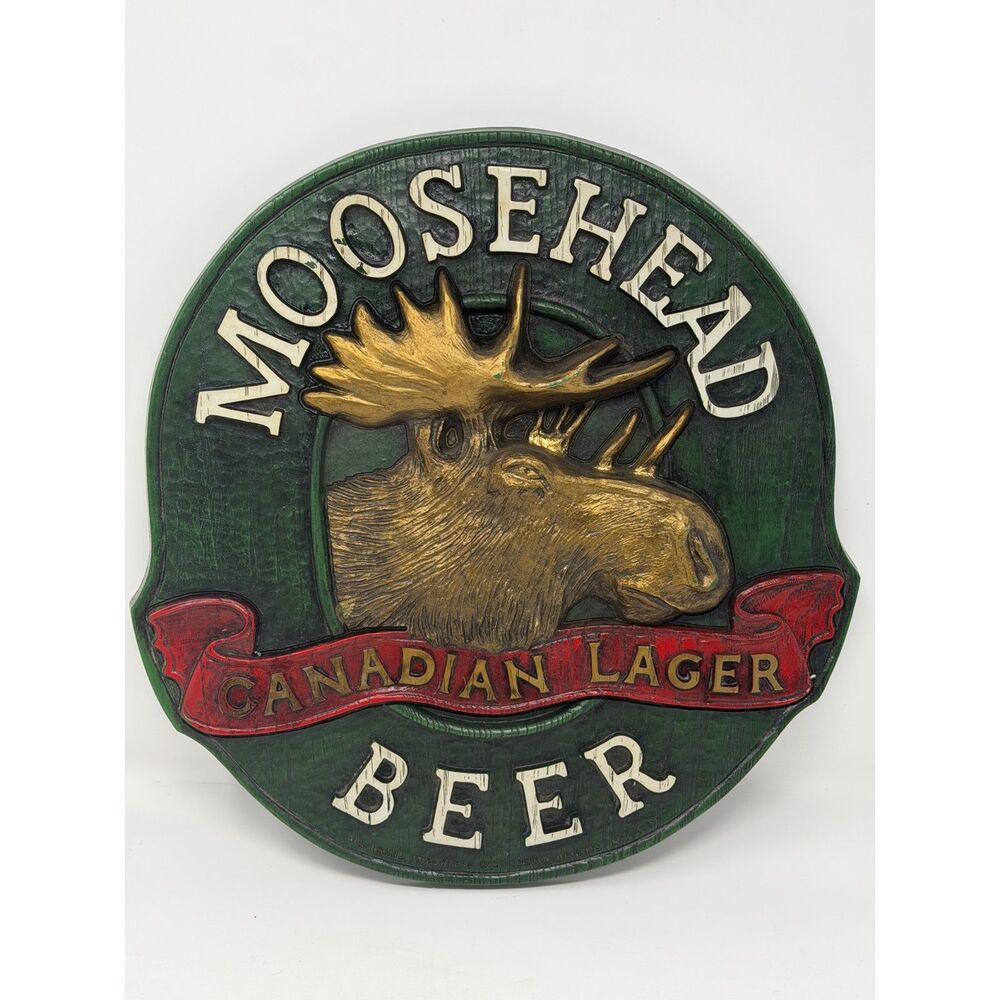 Vintage Moosehead Beer Sign Wall Plaque Canadian Lager (Bar Man Cave) 13” x 14”